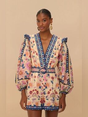 FARM Rio Cream Superbloom Tapestry Organic Cotton Romper
